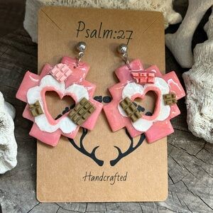 Valentine’s Pink Heart & chocolate Earrings